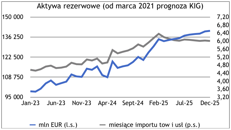 Rezerwy walutowe w końcu lutego - wykres